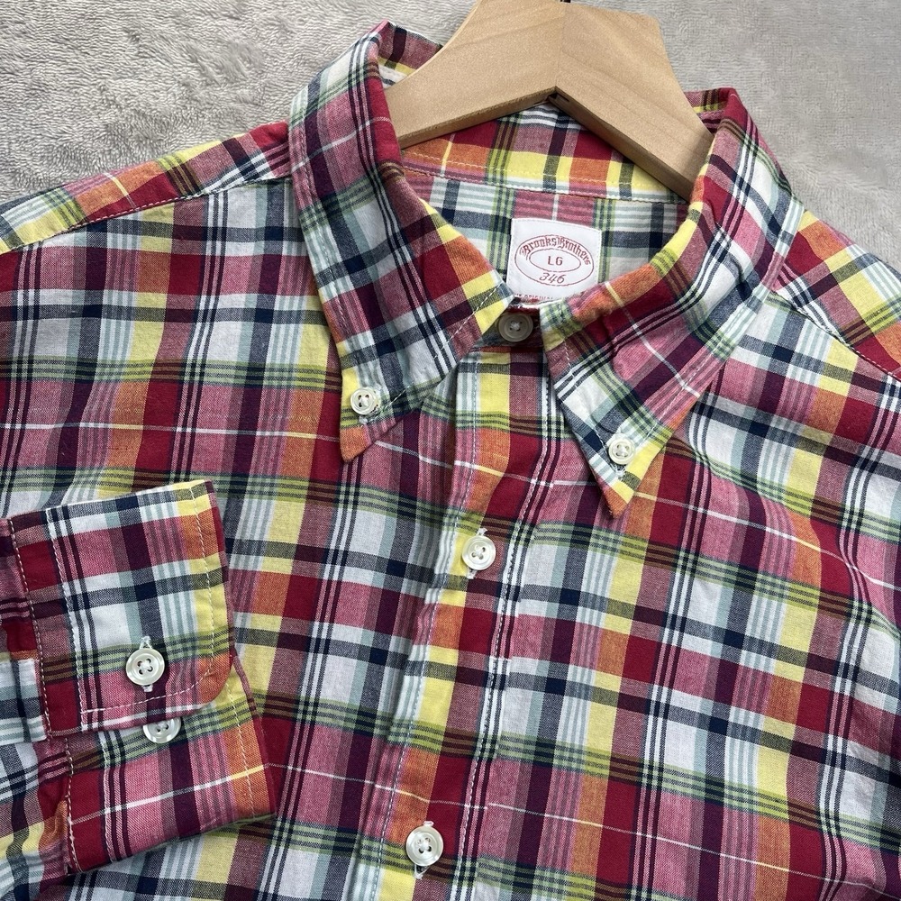 Brooks Brothers 346 Men's Large Plaid Long Sleeve‎ Button Down Shirt